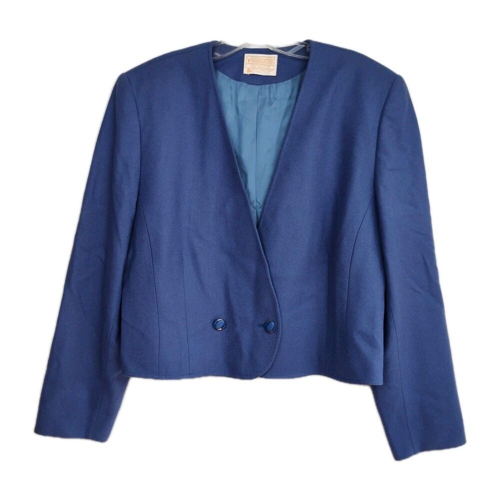 Vintage Pendleton 100% Virgin Wool Women's Blazer, Size 14, Periwinkle Blue